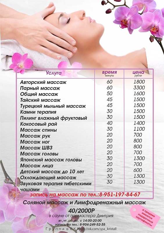 Прайс СПА-зоны